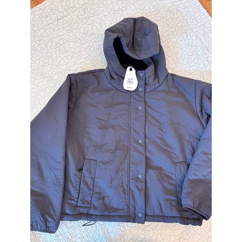 Prana Jacket Charcoal Gray Quilted Sherpa Lined Womens Size Small